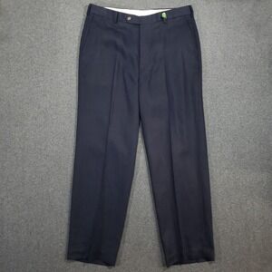Brooks Brothers 346 Mens 37x32 Actual Navy Blue 100% Linen Dress Pants Trousers